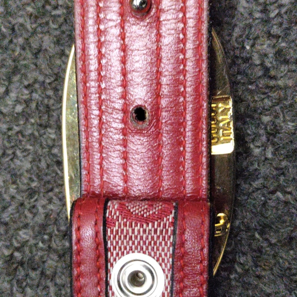 Gucci GG Red Canvas Belt with Gold/Silver Buckle - Picture 6 of 6